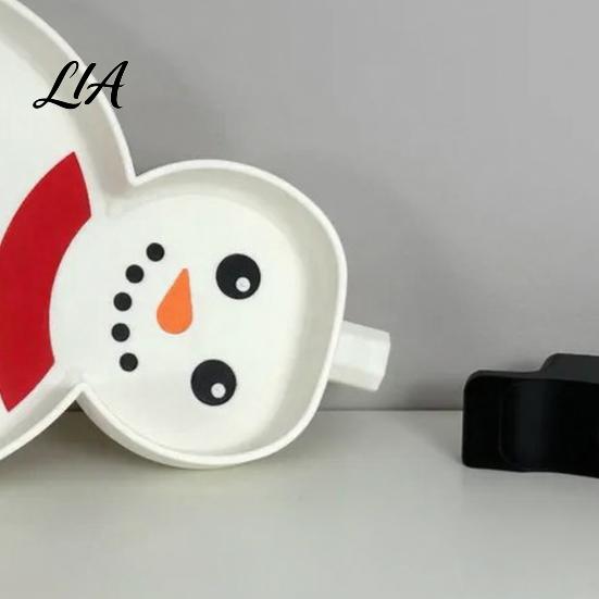 Decorative Jewelry Trinket Holder Christmas Snowman Serving Tray, Holiday Party 3D Supply Printed Platter Dish for Snacks, Candies, Goodies,