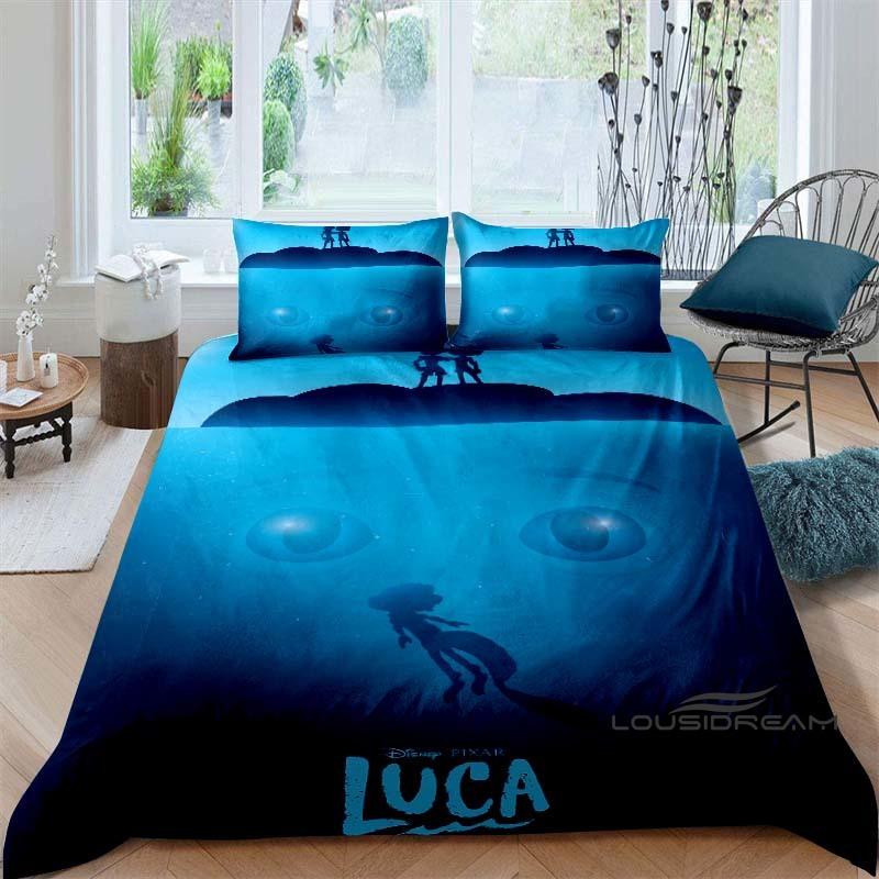 3D Printed Cute Disney Luca Duvet Cover and Pillowcase Set - Home Decor, Creative Plus Size Bedding Set