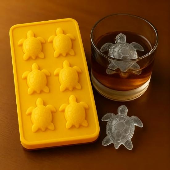 Форма для льда из пищевого силикона, 6 ячеек, форма черепахи, легко извлекается, поднос для кубиков льда для виски