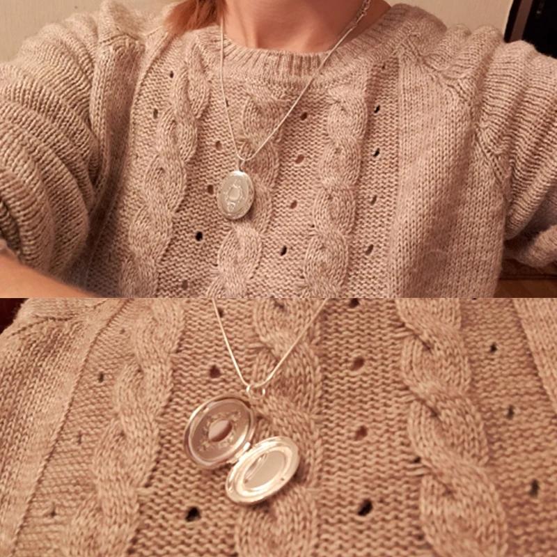 New Arrive 45cm Sterling Seashell Photo Open Frame Necklace Snake Chain For Woman Man Wedding Jewelry