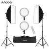 Andoer Professional Studio Photography Softbox LED Light Kit Including 50*70cm Softboxes * 2 + 45W