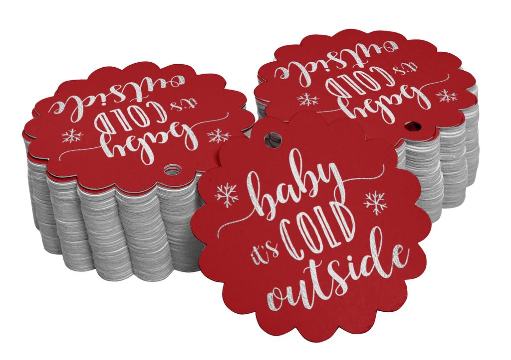 Inkdotpot Gold Foil Paper Hang Tags Baby It's Cold Outside Baby Shower Favor Tags 100