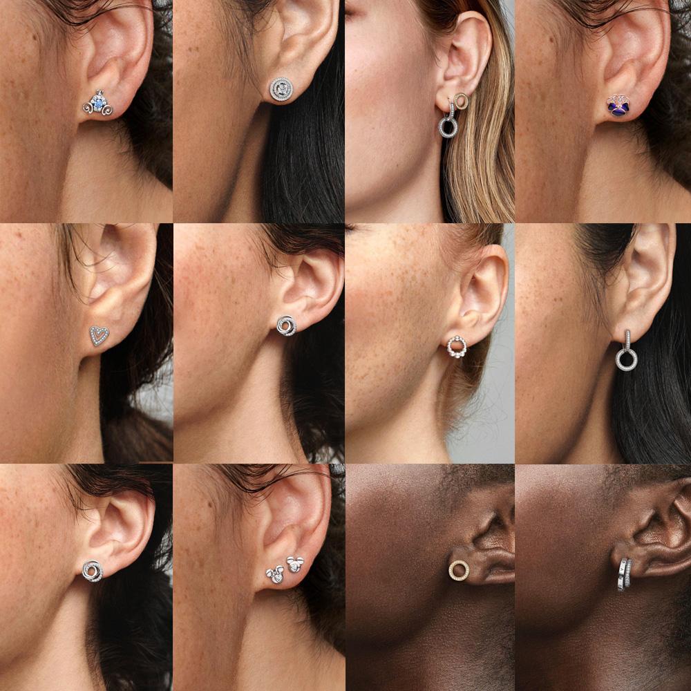 Аутентичные серьги-гвоздики из стерлингового серебра 925 пробы Plata De Ley, модные серьги-гвоздики для женщин, оригинальные сверкающие Pav Day, специальный подарок