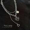Нержавеющая сталь 316L Kpop Черное сердце Ожерелье Французская металлическая цепочка на ключицу Корейская простая женская короткая подвеска Женский короткий кулон для женщин