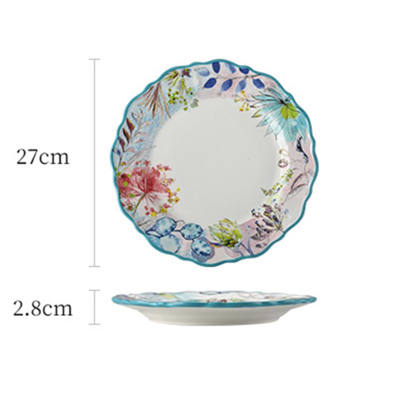 Винтажная керамическая тарелка во французском стиле, легкая, роскошная, элитная, ресторанная, салатная тарелка, домашняя, для послеобеденного чая, десерта, фруктов, плоская тарелка