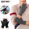 Getinfit Сизалевые Серые Перчатки с Открытыми Пальцами Удлиненные Напульсники Дышащие Компрессионные Перчатки для Здоровья Воспаленных Суставов