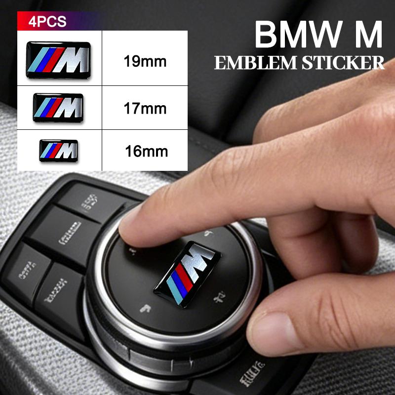 4pcs Car Sticker Car Steering Wheel Decoration Center Hub Cap Emblem Badge DIY Sticker Styling Ornament Accessories For BMW M