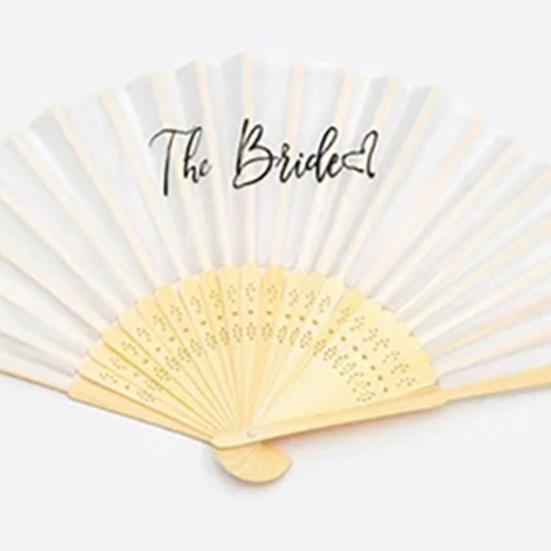 Wedding Handheld Fan Bride And Baidesmaid Bachelor Party Letter Print Retro Strong Hinge