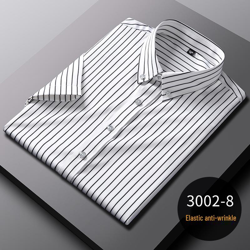 Мужская стрейчевая деловая рубашка: Полосатый с длинным или коротким рукавом, коллекция весна/лето