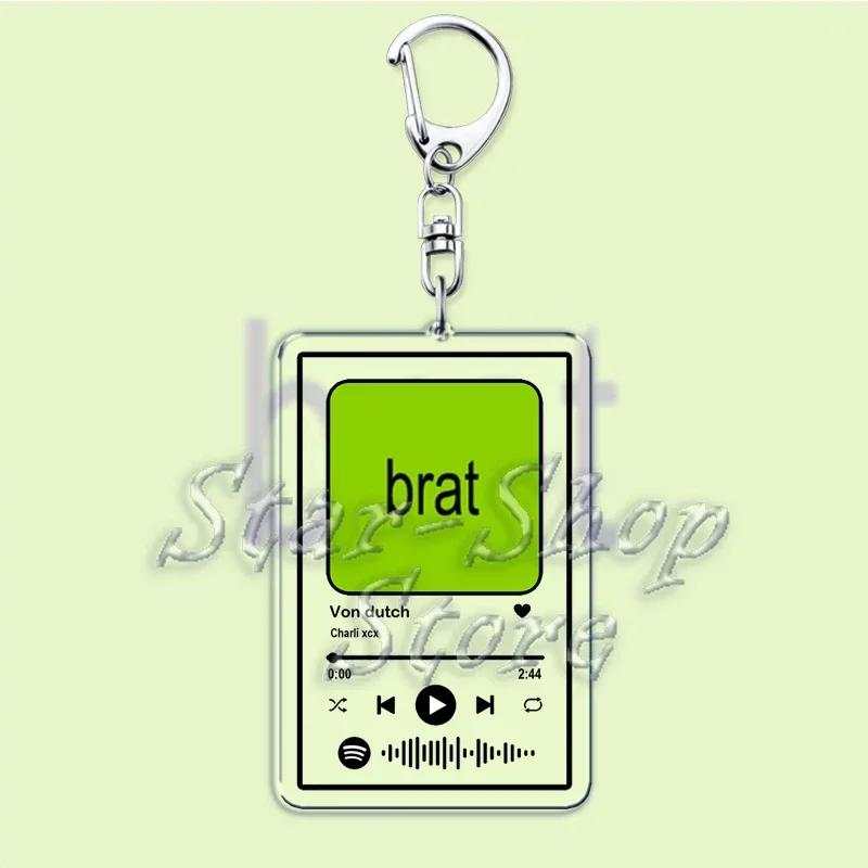Музыка Charli XCX Альбом Brat Брелоки Горячие Песни Плейлист Подвеска Брелок для Аксессуаров Сумка Кольцо Брелок Украшения Подарки для Фанатов