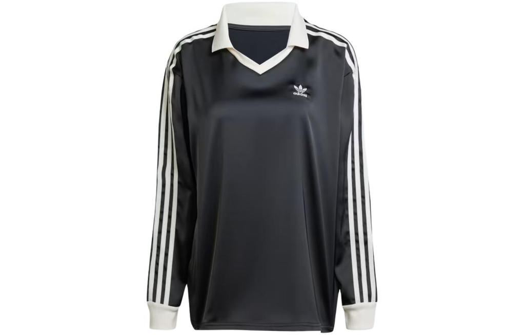 adidas Женская футболка Originals с 3 полосками на рукавах, черная IR6099