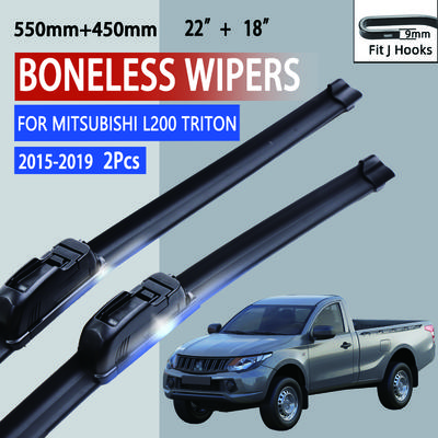 Для Mitsubishi L200 Triton 2015-2019 автомобильный стеклоочиститель U-образный мягкий резиновый бескаркасный без кронштейна автомобильные дворники 22"+18"