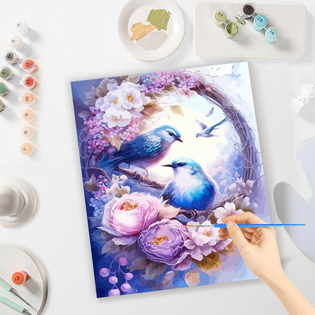 Frame Painting By Numbers For Adults Beginner Kits Birds And Flowers Picture With Numbers For Home Artwork 40x50cm