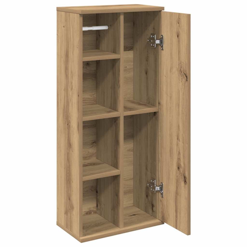 Bathroom Cabinet with Toilet Paper Holder Artisan Oak Finish 39 x 22 x 90 cm