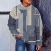 Men'S Printed Synthetic Sweater Round Neck Sportswear Loose Long Sleeved Top