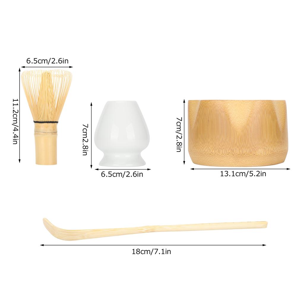 Бамбуковая чайная чаша Набор инструментов для приготовления матча Бамбуковый венчик для чая Чайная ложка Чаша Керамическая подставка для венчика для чая Набор чайной посуды Венчик для чая Набор для матча