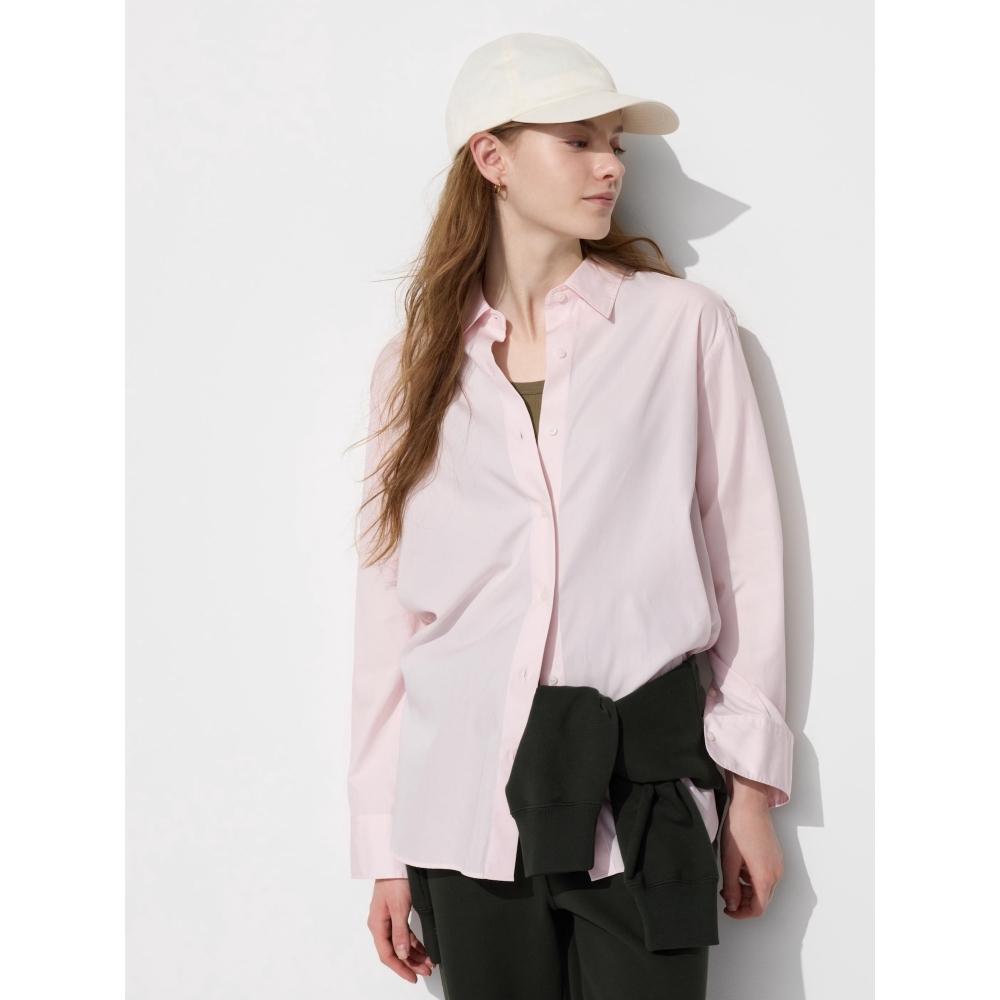 Uniqlo Хлопковая рубашка с длинным рукавом 