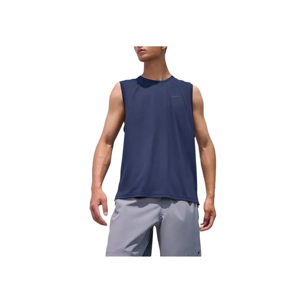 Nike Быстросохнущий тренировочный топ с разрезом по низу, легкий, удобный, с круглым вырезом, однотонный, без рукавов, мужские топы, черный цвет CZ1185-451