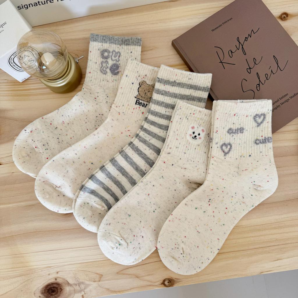 Идеи Носки из пряжи Детские носки средней длины Модные носки в мультяшном стиле в стиле колледжа Японские милые спортивные носки