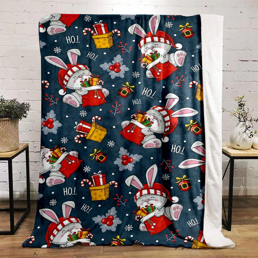 Christmas Bunny Pattern Blanket bedroom Blanket for Livingroom Couch lunch break Soft throw for Friend's festival Gift