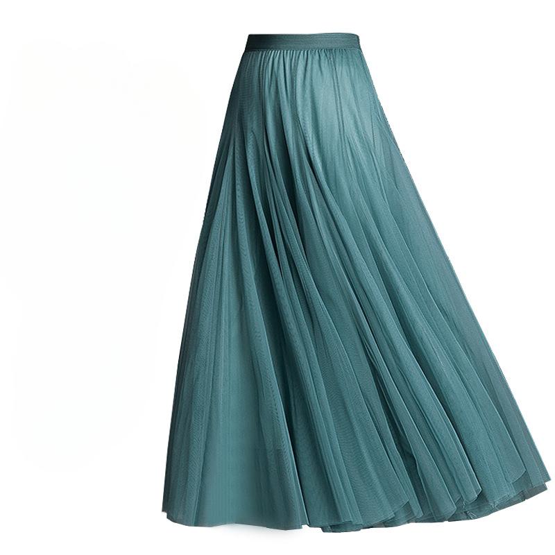 Женская юбка, длинная юбка-качели, тонкая юбка феи с высокой талией до середины тела, танцевальная сетчатая юбка