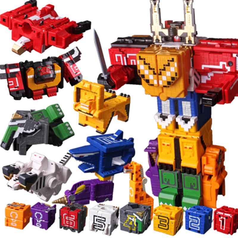 Power Assembling Educational Toys Math Cube Transformation Robot Digits Puzzle Ranger Animals Boy Toy for Kids