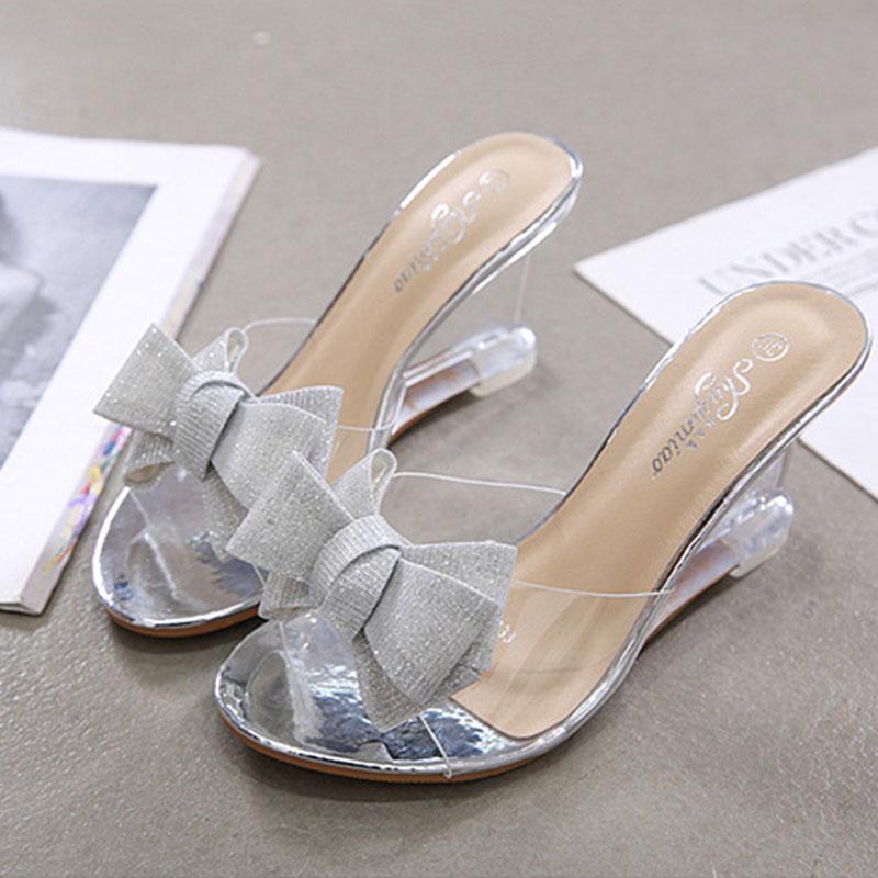Новые летние босоножки на высоком каблуке, прозрачные туфли со стразами, простая пикантная женская обувь