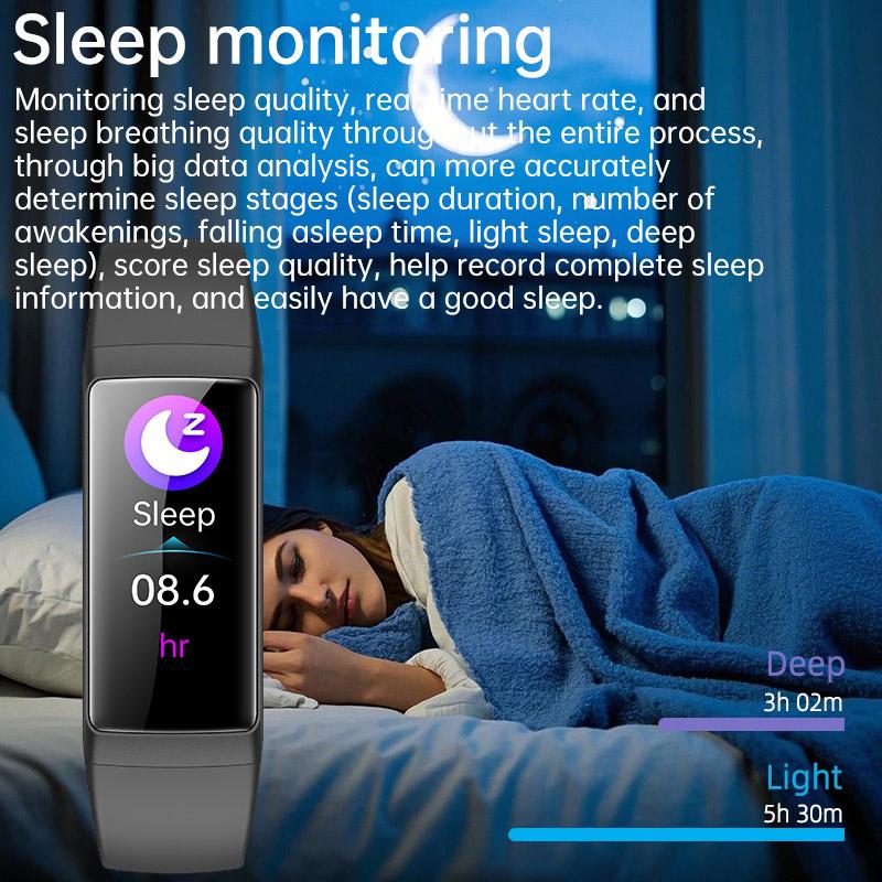 SACOSDING Sports Wristband With HD Screen Waterproof Sleep Heart Rate Monitoring  Step Counting Sports and Health Smart Wristband