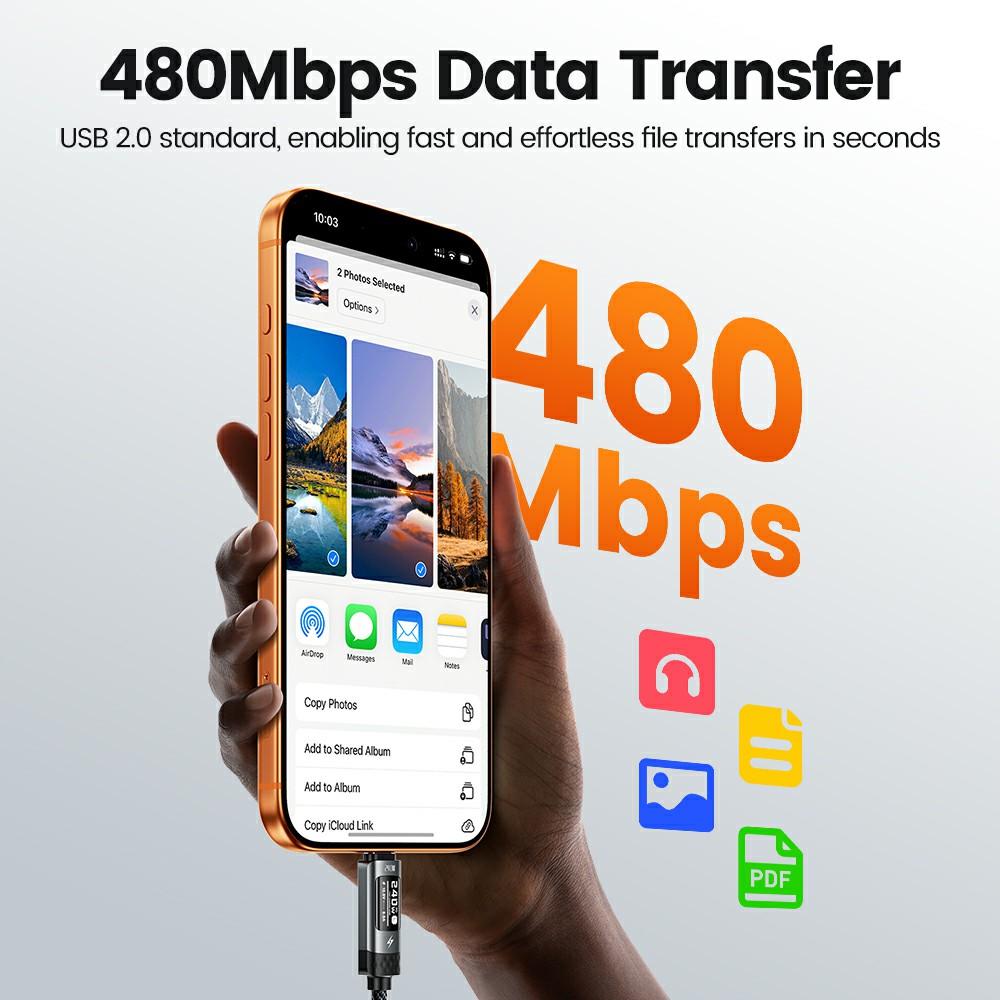 TOOCKI TX111C4 240 В OLED-дисплей USB-C кабель 1 м Быстрая зарядка Кабель для передачи данных 480 Мбит/с для ноутбуков/планшетов/телефонов