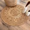 Rectangle Jute Rug Runner Handmade 100% Natural Braided Floor Mat Reversible Natural Jute Round Rug Handmade