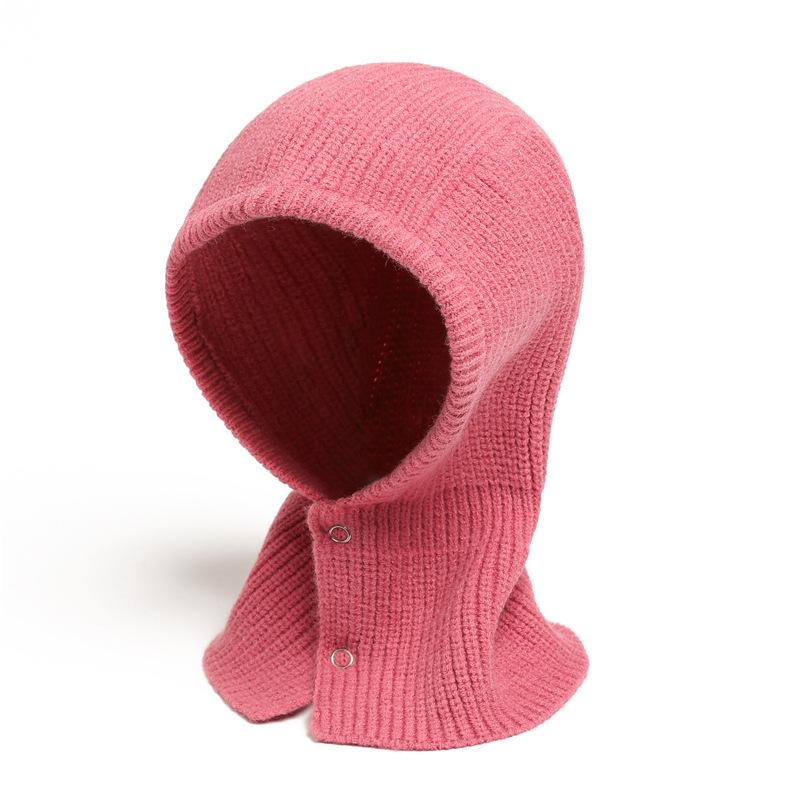 Зимняя шерстяная шапка и шарф с застежкой-молнией в одном однотонном цвете, универсальная вязаная шапка-балаклава и чехол для шарфа