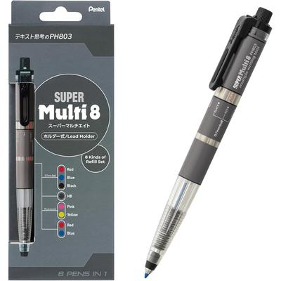 Механический карандаш Pentel Super Multi 8 с 8 цветными стержнями и сменным набором XPH803ST