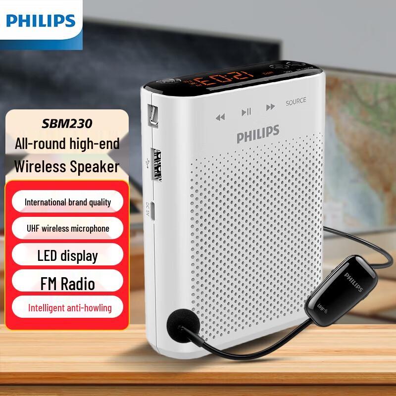 Philips SBM230 Wireless Portable Voice Amplifier with Waist-worn Microphone