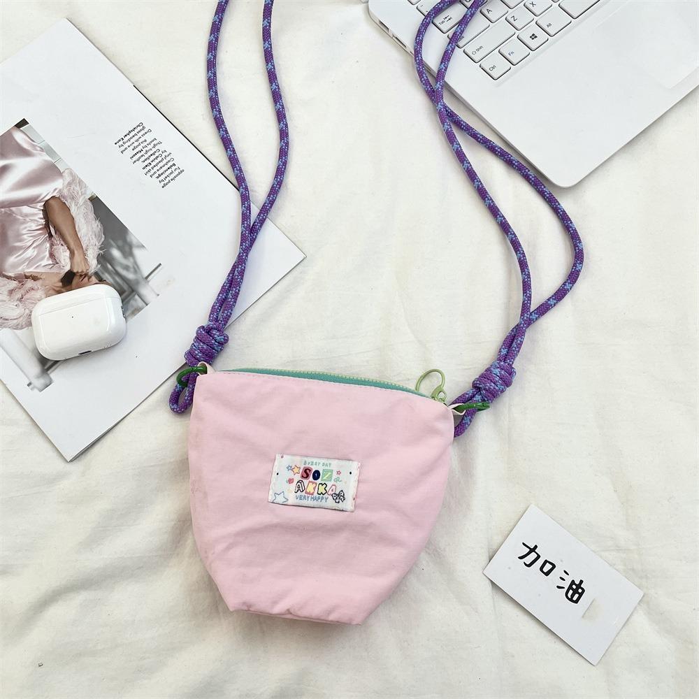 Sweet Dopamine Color Purse Candy Color Crossbody Phone Purse Fashion Canvas Bucket Bag  Students