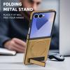 Для Samsung Galaxy Z Flip 7 5 6 4 3 FE Кожаный чехол для телефона Беспроводная зарядка Чехол-держатель для телефона Защитная крышка