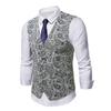 Мужской цветочный жилет-костюм V-образный вырез однобортный приталенный и модный зажим для лошади трендовый