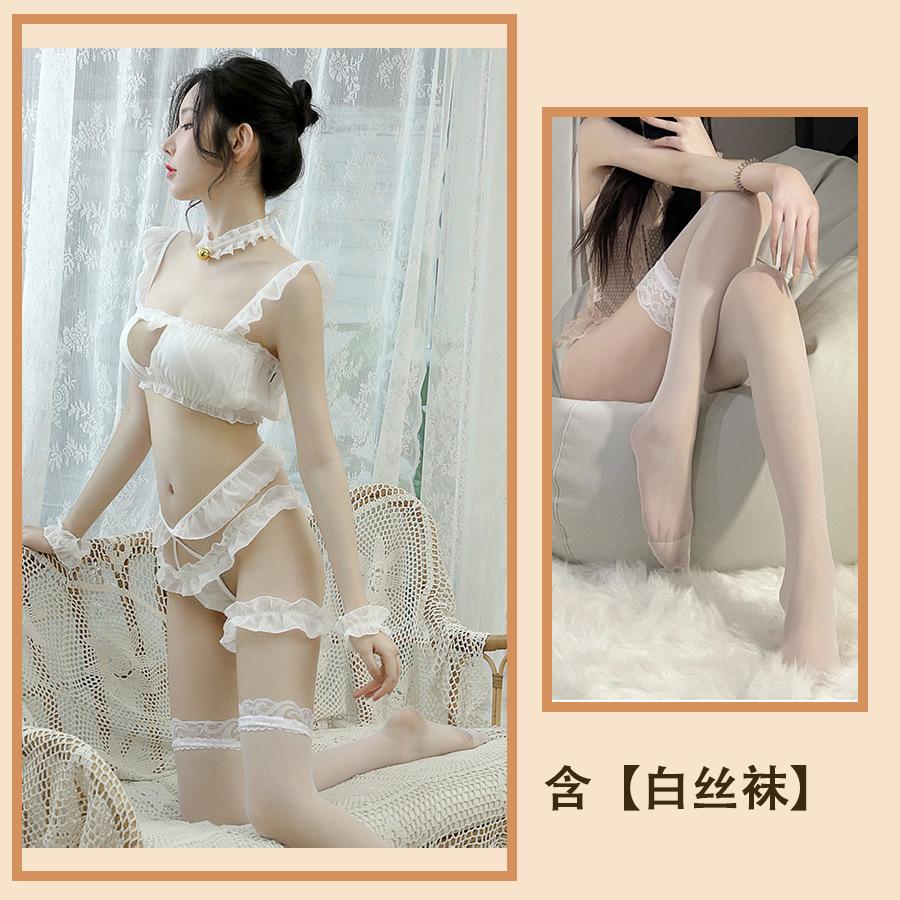 Сексуальное нижнее белье Униформа Соблазнение Киска Девушка Перспектива Женский шифон Любовь Полый Сексуальный Костюм Три Точки