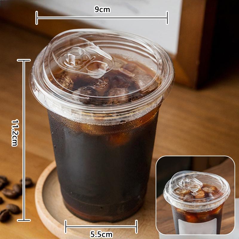 350/400/500/600Ml Clear Plastic Cups with Lids Straw Sturdy Iced Coffee Cups Disposable Plastic Smoothie Cups for Cold Drinks