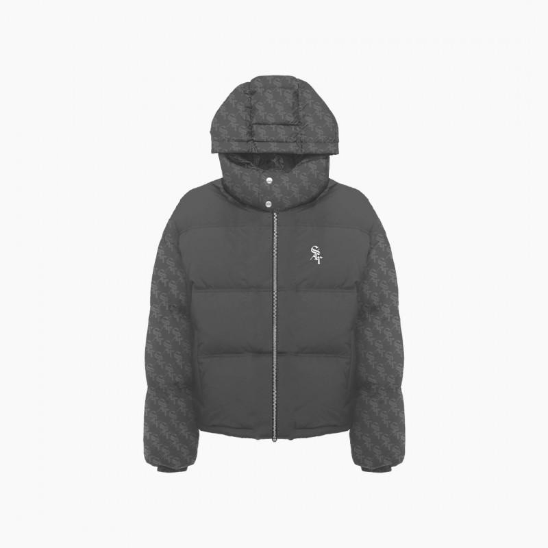 Unisex Winter Streetwear Hooded Cotton Jacket Letter Embroidery Loose Fit Casual Coat Teens