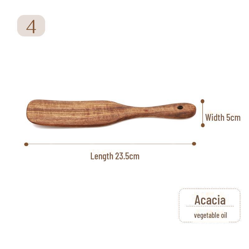 Набор кухонных принадлежностей из акации: Европейская ложка для размешивания, американская лопатка для салата, деревянная лопатка с антипригарным покрытием - 5 шт.