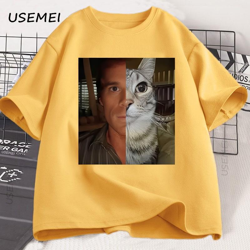 Dexter Morgan Funny Cat Printed Tshirtfor Unisex Unisex Dexter Fan Gift Clothes Casual Humor Cotton Short Sleeve Tees Y2k Clothes