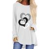 Женская весенне-осенняя футболка с узором в виде сердца, декор со стразами, длинный рукав, свободный средней длины, круглый вырез, мягкий дышащий пуловер, женский топ