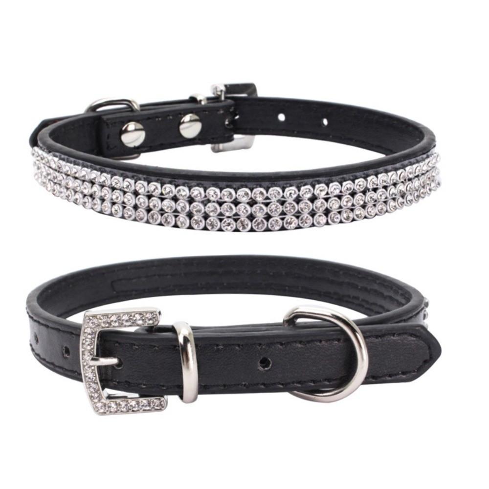 Crystal Diamond Rhinestone Pet Collar PU Leather Sparkling Cat Collar for Pet Supplies