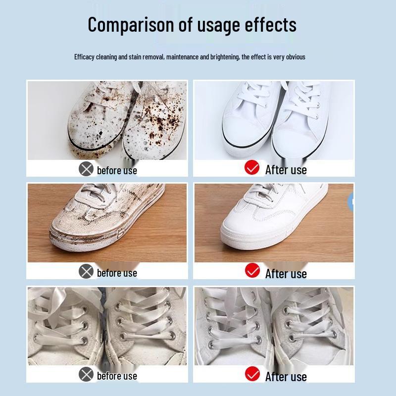 White Shoe Cleaner & Whitening Paste with Special Brush for Stain Removal, Polishing, Deoxidizing, and Anti-Yellowing.