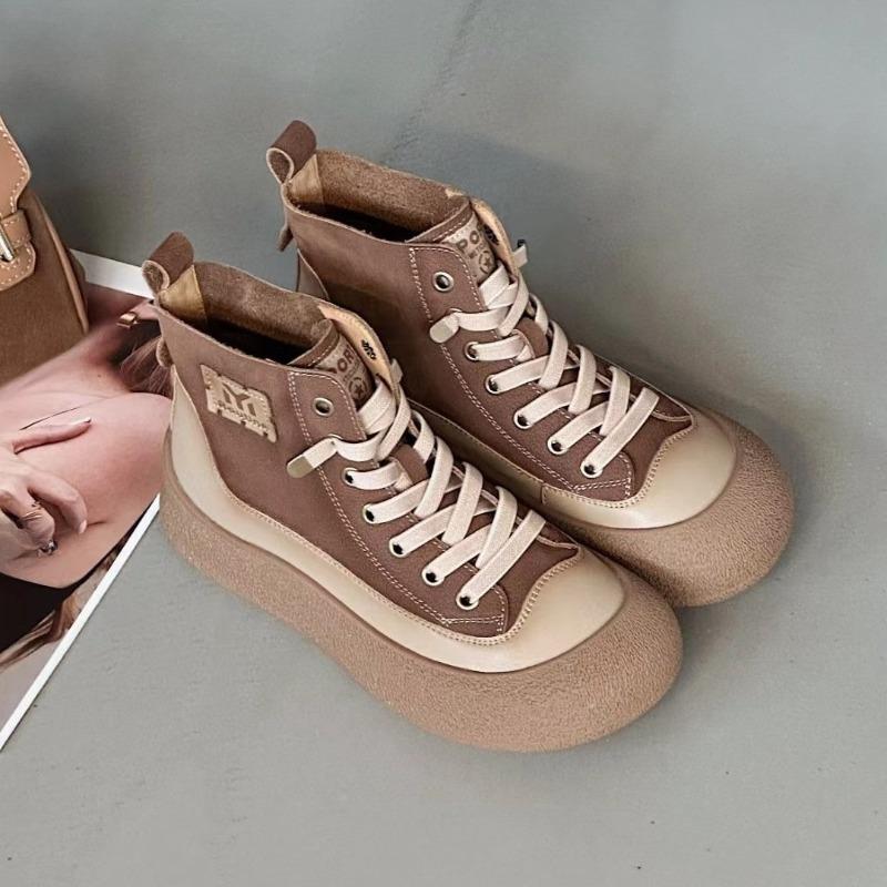 Флисовые Толстоподошвенные Ретро Высокие Кеды Универсальные Повседневные Ботильоны