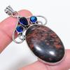 Natural Mahogany Obsidian, Topaz 925 Sterling Silver Jewelry Pendant 2.68" U8j50