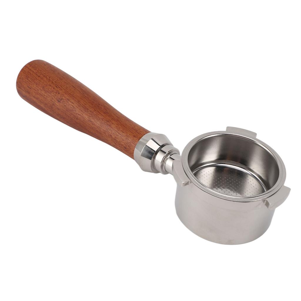51mm Portafilter with Solid Wood Handle Ultra Fine Mesh Detachable 3 Ear Bottomless Portafilter for