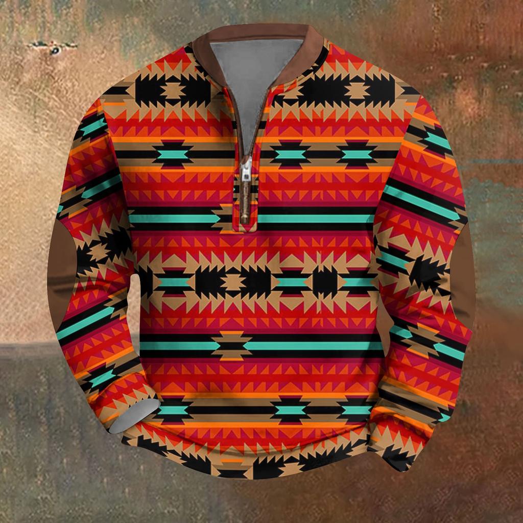 Мужская повседневная толстовка в стиле ретро с градиентным принтом