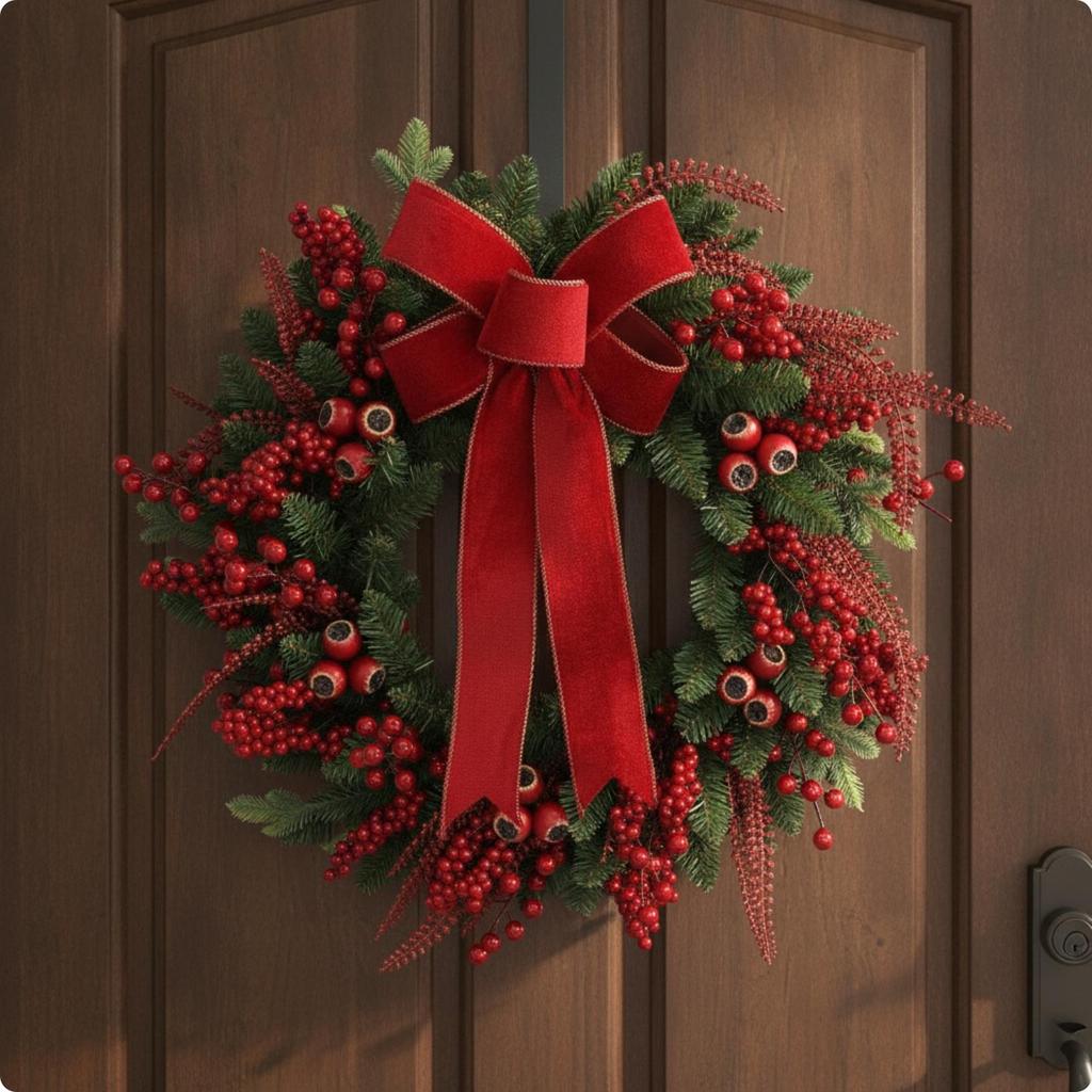 35 Cm Christmas Door Wreath Complete for Wall Decor