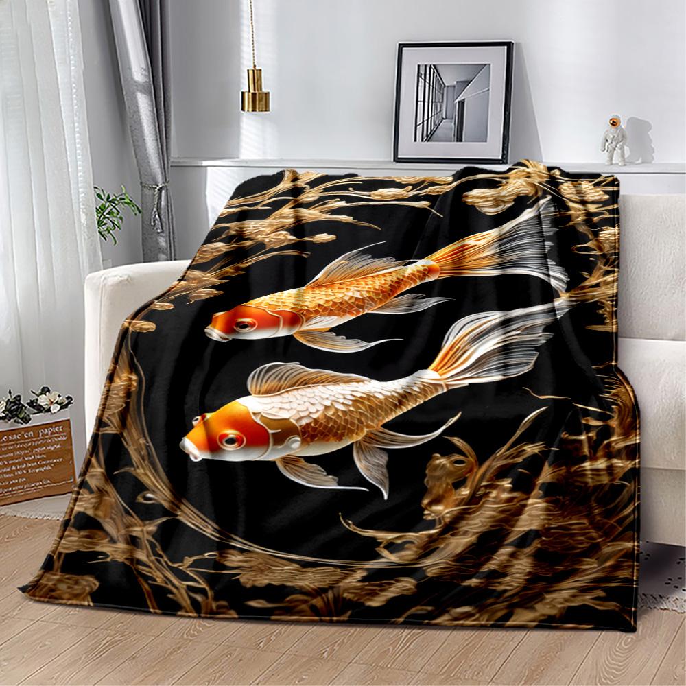 Koi Fish Blanket Soft & Cozy Suitable for Bedding Picnics Bed Four Seasons Universal Modern Style Suitable for Gifting Relatives and Friends